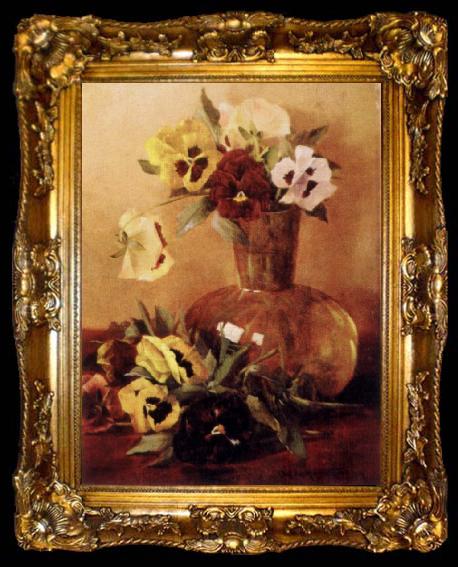 framed  Hirst, Claude Raguet Pansies in a Glass Vase, ta009-2